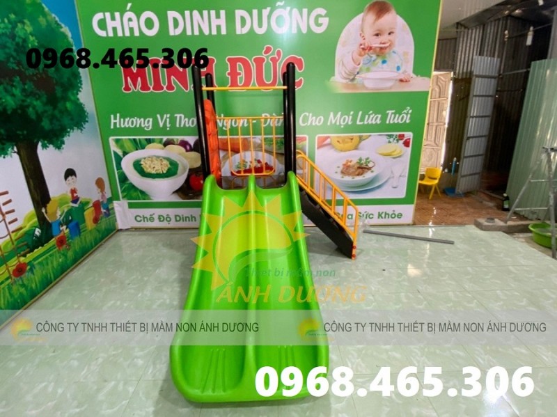 Cầu trượt mầm non máng nhựa đôi nhập khẩu bền chắc