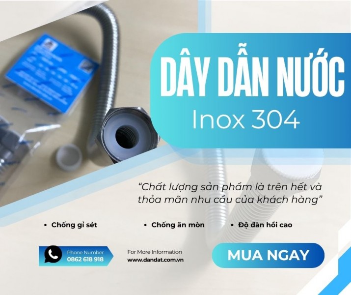 Dây dẫn nước chịu nhiệt cho bình nóng lạnh inox 304/Dây mềm cấp nước thép không gỉ/