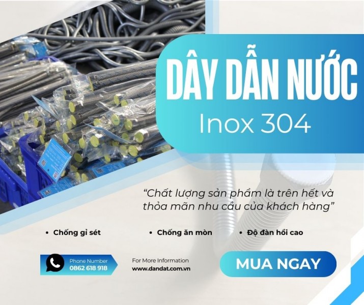 Dây dẫn nước chịu nhiệt cho bình nóng lạnh inox 304/Dây mềm cấp nước thép không gỉ/