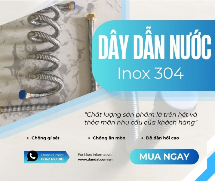 Dây dẫn nước chịu nhiệt cho bình nóng lạnh inox 304/Dây mềm cấp nước thép không gỉ/