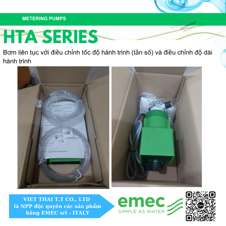 Bơm định lượng EMEC HTA 1504 K/PP định lượng liên tục 4 L/h tại áp 15 bar