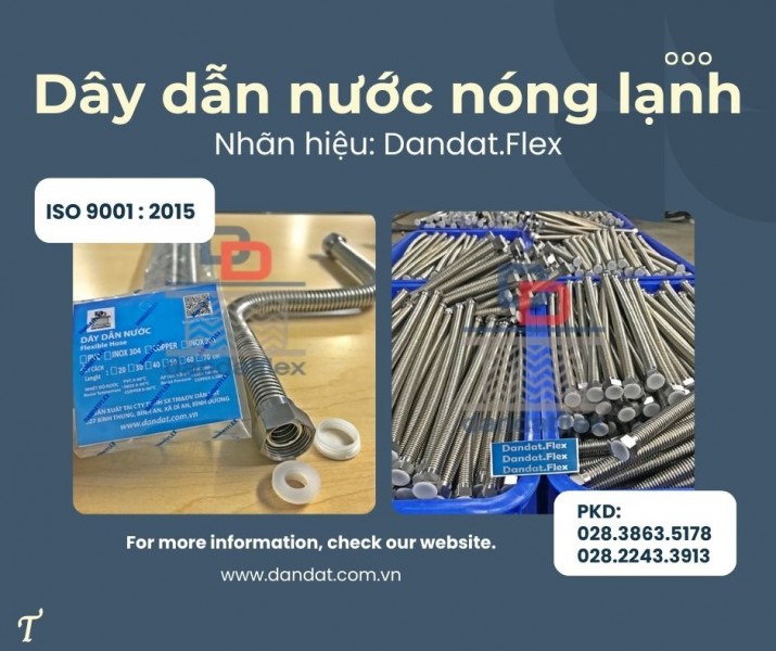 Dây dẫn nước mềm inox, dây mềm cấp nước nóng, ống mềm cấp nước thép không gỉ