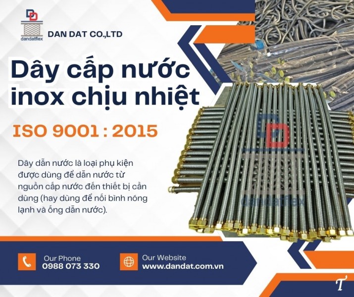 Dây dẫn nước mềm inox, dây mềm cấp nước nóng, ống mềm cấp nước thép không gỉ