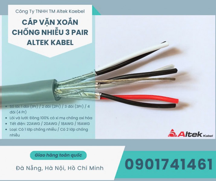 Cáp tín hiệu vặn xoắn chống nhiễu 1pair, 2pair, 3 pair, 4 pair