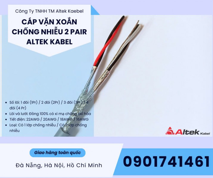 Cáp tín hiệu vặn xoắn chống nhiễu 1pair, 2pair, 3 pair, 4 pair