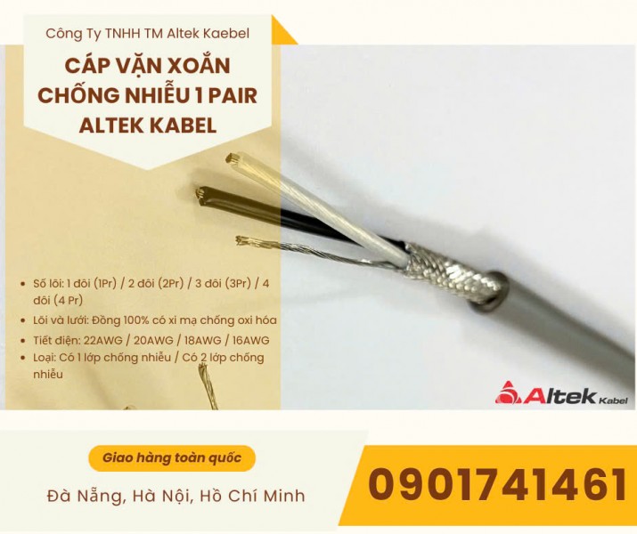 Cáp tín hiệu vặn xoắn chống nhiễu 1pair, 2pair, 3 pair, 4 pair