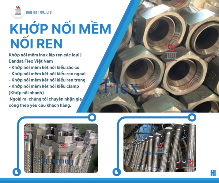 Khớp Nối Mềm Inox Nối Ren, Khớp nối mềm nối bích chịu nhiệt, Khớp nối mềm inox 304