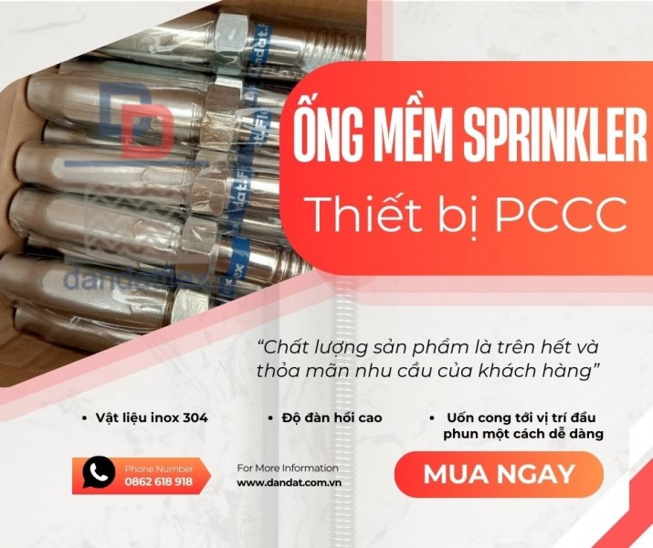 Ống nối mềm cứu hỏa/Ống mềm inox chữa cháy/Ống mềm Sprinkler dùng trong PCCC/Đầu nối Sprinkler