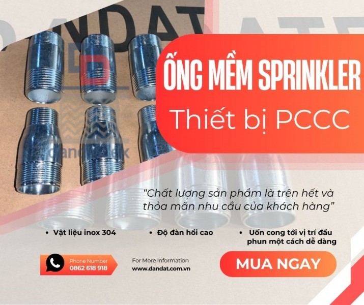 Ống nối mềm cứu hỏa/Ống mềm inox chữa cháy/Ống mềm Sprinkler dùng trong PCCC/Đầu nối Sprinkler