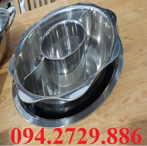 Nồi 3 ngăn tròn inox nhà hàng giá rẻ tại Bắc Giang