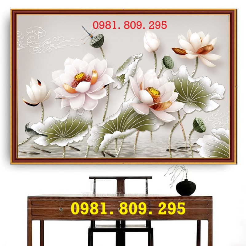  Tranh gạch hoa sen 3d mới nhất hiện nay HT882
