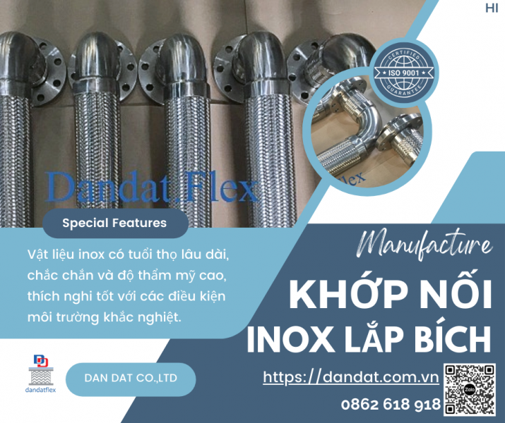 Khopnoimem, Khớp nối mềm inox nối bích – lắp bích, Khớp nối mềm nối bích chịu nhiệt