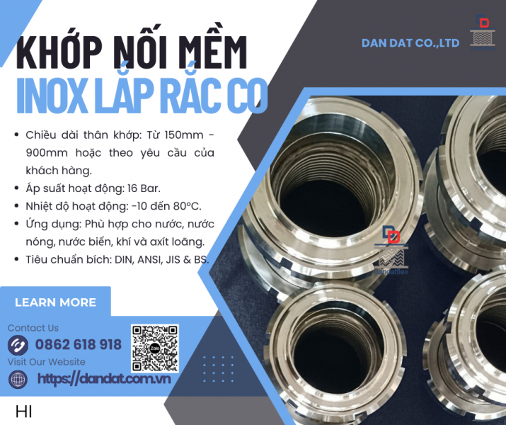 Khớp Nối Mềm Inox Lắp Rắc Co – Khớp Nối Mềm Inox Lắp Ren Giá Rẻ