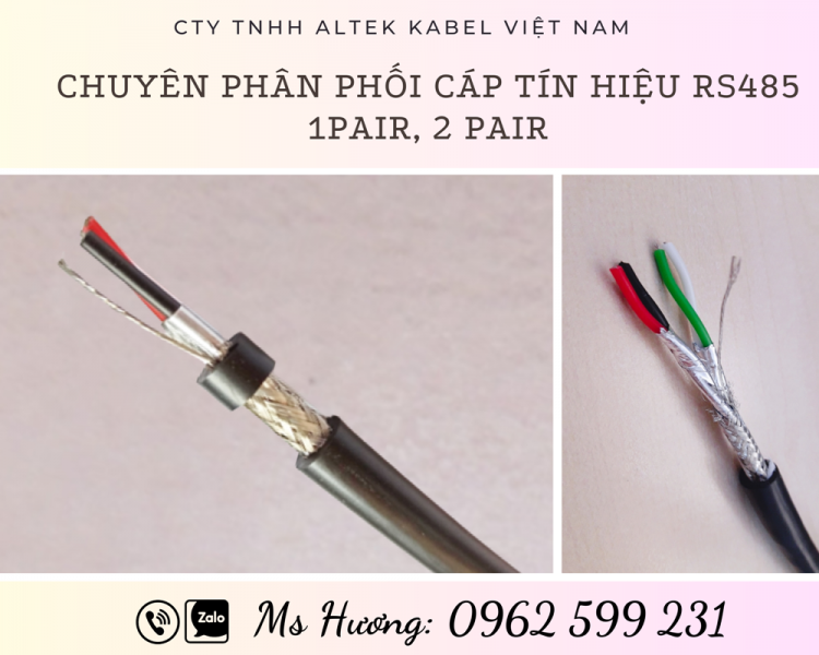 Cáp tín hiệu RS485 chống nhiễu 2Pair lưới si bạc + Al Foil 