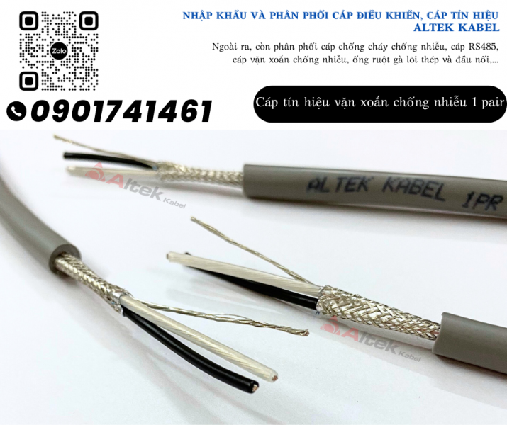 Cáp tín hiệu vặn xoắn chống nhiễu 2 lớp / Cáp Altek Kabel rẻ