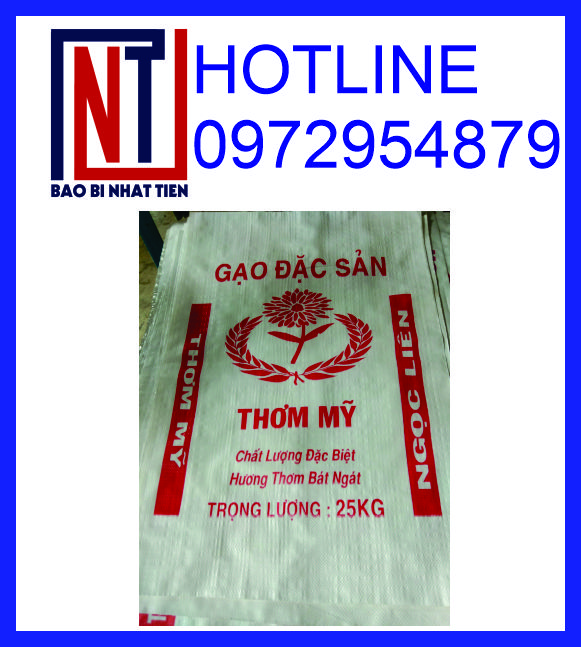 Bao bì đựng gạo 25kg, bao gạo 25kg PP dệt in Flexo