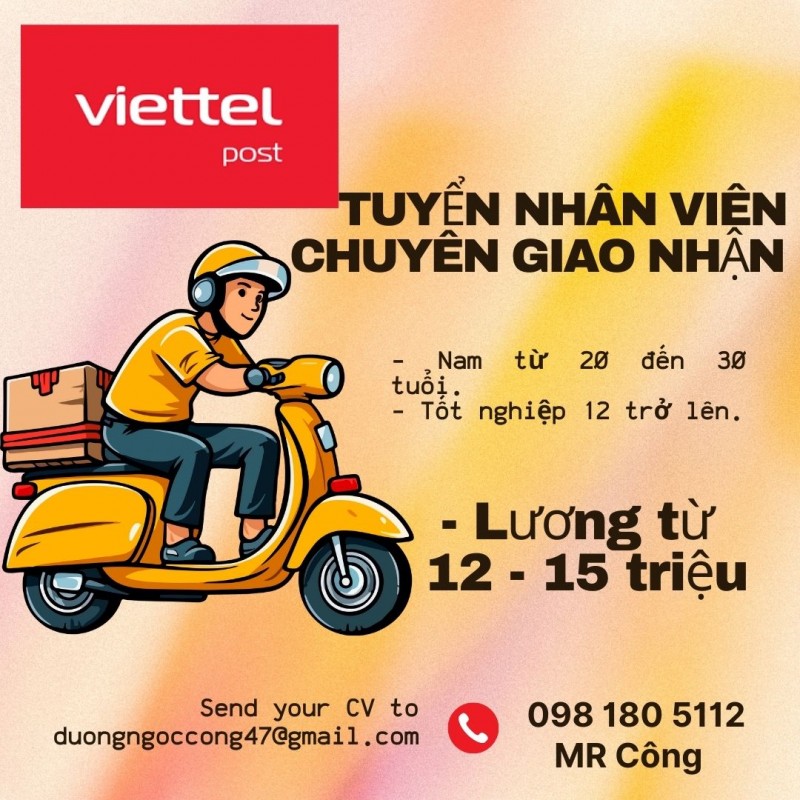 TUYỂN DỤNG NHÂN VIÊN CHUYÊN GIAO NHẬN HÀNG HOÁ.                                                    