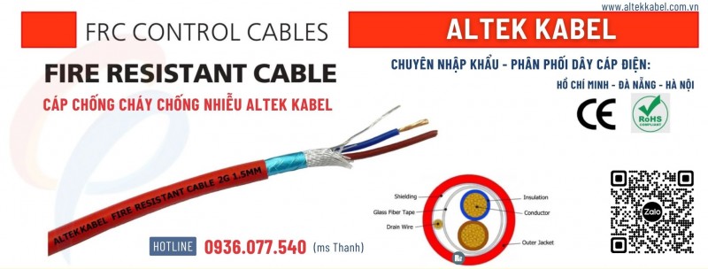 Cáp chống cháy chống nhiễu 2 x 1.0 Gft - chống cháy Altek Kabel - quatest 1