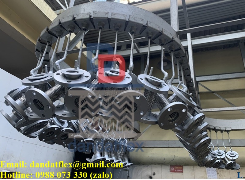 Khớp nối mềm inox 304, Khớp nối chống rung mặt bích 1 đầu xoay chất lượng cao