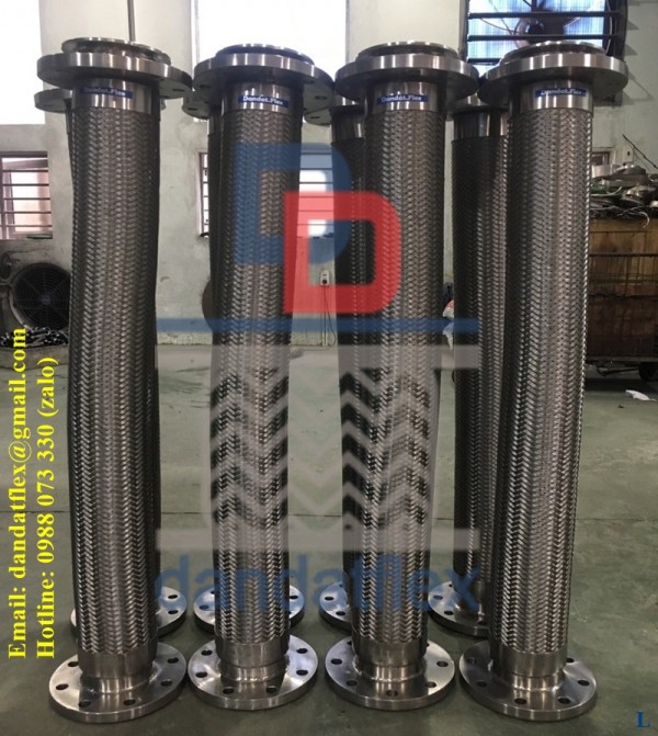 Khớp nối mềm inox 304, Khớp nối chống rung mặt bích 1 đầu xoay chất lượng cao