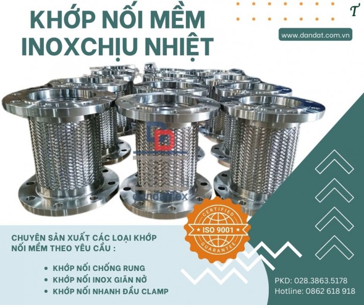 Khớp nối mềm nối ren, khớp nối inox chịu nhiệt, khớp nối mềm inox 316L