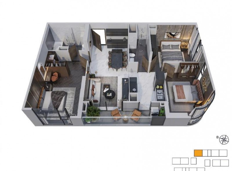 Bán căn 2PN Glory Height Vinhomes Grand Park Quận 9 59m2 chỉ 3,6T