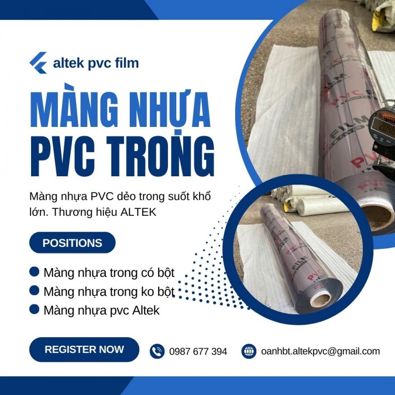 Màng nhựa pvc trong suốt không phun bột 0.20mm