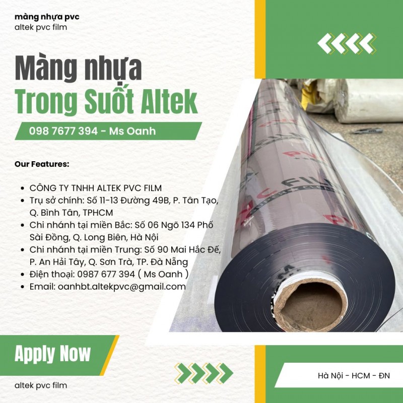 Màng nhựa pvc trong suốt không phun bột 0.20mm