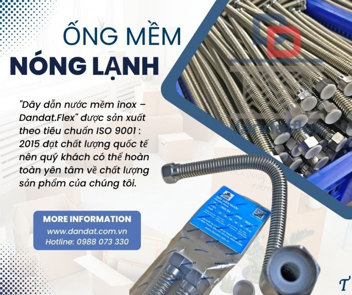 Dây dẫn nước bình nóng lạnh, ống dẫn nước mềm chịu nhiệt, dây inox cấp nước ren trong