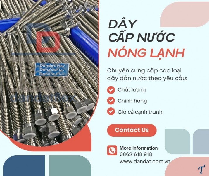 Dây dẫn nước bình nóng lạnh, ống dẫn nước mềm chịu nhiệt, dây inox cấp nước ren trong