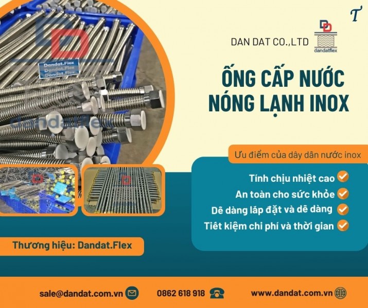 Dây dẫn nước bình nóng lạnh, ống dẫn nước mềm chịu nhiệt, dây inox cấp nước ren trong