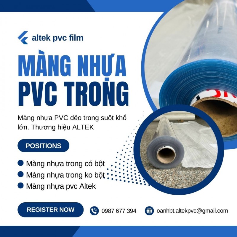 Màng nhựa pvc trong suốt không phun bột 0.5mm