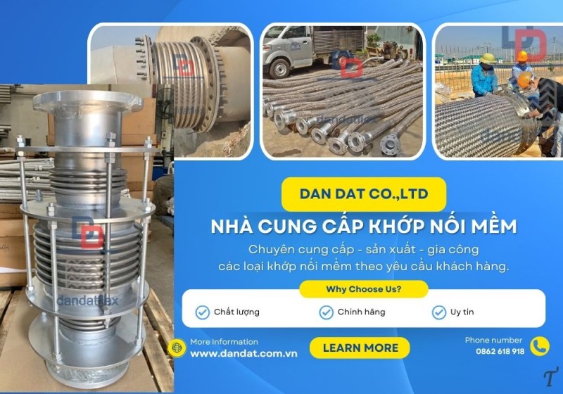 Khớp nối inox chống rung, khớp nối mềm máy phát, khớp nối mềm rắc co ren