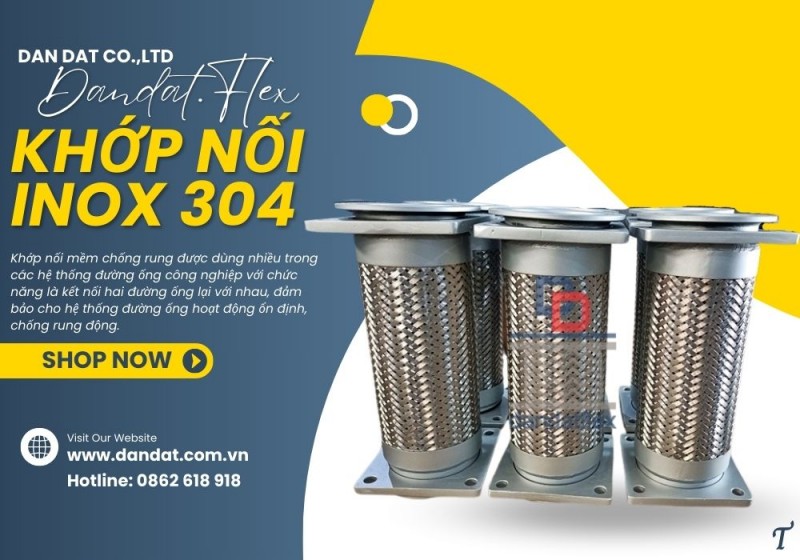 Khớp nối inox chống rung, khớp nối mềm máy phát, khớp nối mềm rắc co ren