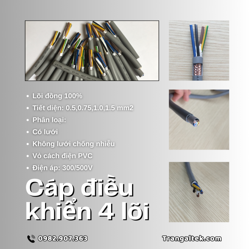 Cáp điều khiển truyền tín hiệu 4 lõi Altek Kabel 