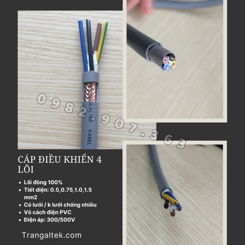 Cáp điều khiển truyền tín hiệu 4 lõi Altek Kabel 