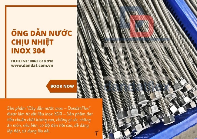 Ống cấp nước bình nước nóng, ống mềm cấp nước inox 34, ống inox cấp nước ren trong