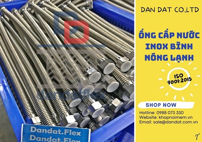 Ống cấp nước bình nước nóng, ống mềm cấp nước inox 34, ống inox cấp nước ren trong