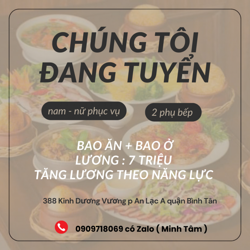 Hệ thống Quán Cơm Niêu tuyển phục vụ và phụ bếp