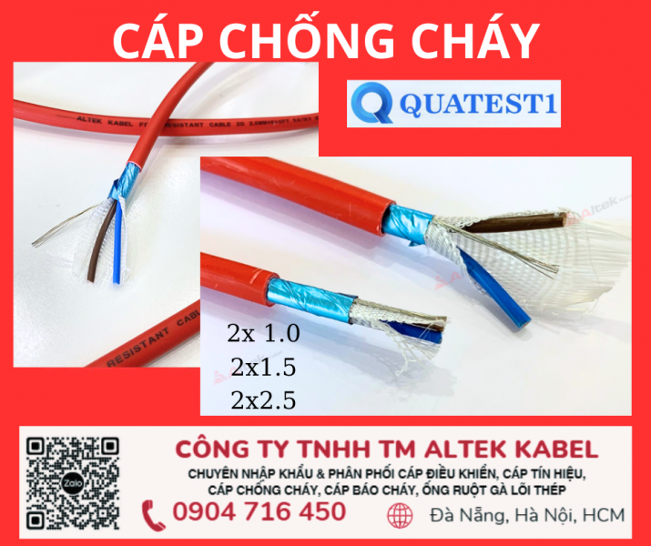 Cáp nguốn chống cháy 2x1.0, 2x1.5, 2x2.5 Altek Kabel