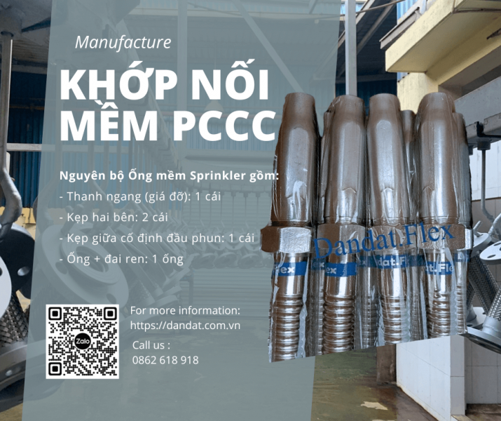 Khớp Nối Mềm PCCC| Dây mềm nối đầu phun sprinkler, Ống mềm kết nối đầu phun Sprinkler