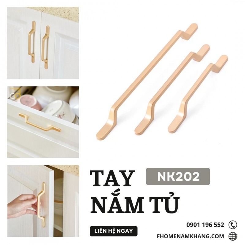 Tay nắm tủ đồng cổ điển phối hoa văn NK203D | Zalo 0901 196 552