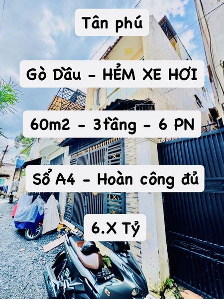 GẦN AEON MALL - HXH - 60M2 - 3 TẦNG - 6PN - SỔ A4 HOÀN CÔNG ĐỦ GIÁ NHỈNH 6 TỶ