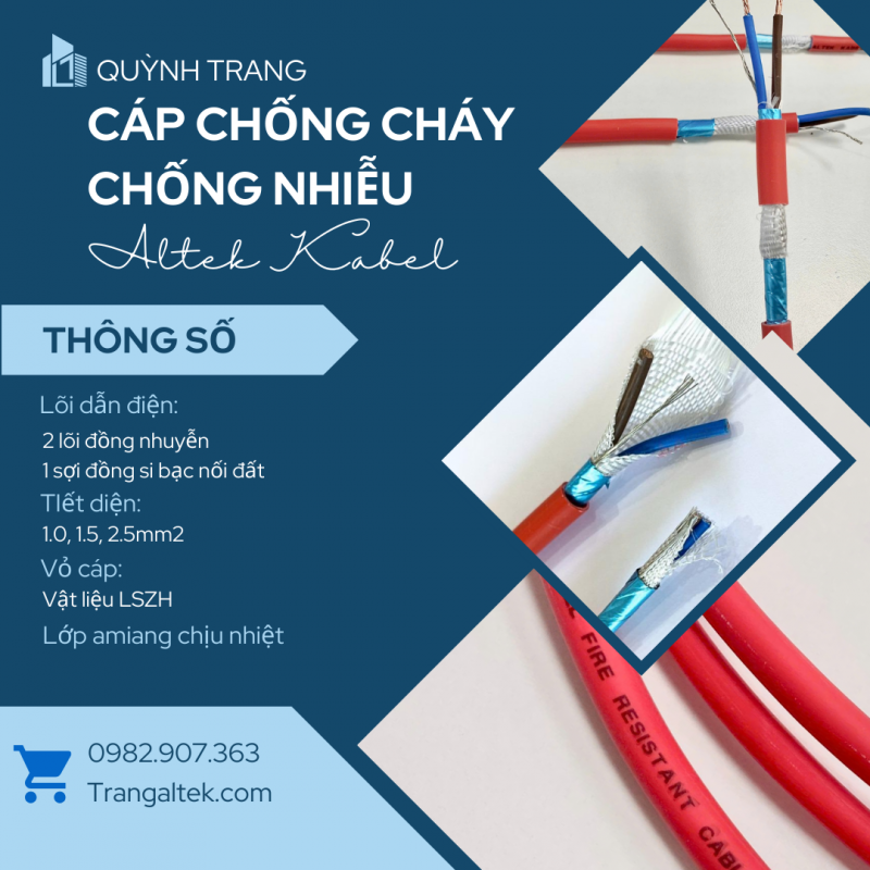 Cáp Chống Cháy chống nhiễu GFT Altek Kabel: an toàn trong nhiệt độ cao - Tiết diện: 1.0, 1.5, 2.5mm2