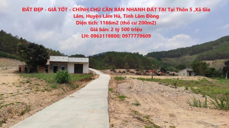 ĐẤT ĐẸP - GIÁ TỐT - CHÍNH CHỦ CẦN BÁN NHANH ĐẤT TẠI Tại Thôn 5 ,Xã Gia Lâm, Huyện Lâm Hà, Tỉnh Lâm