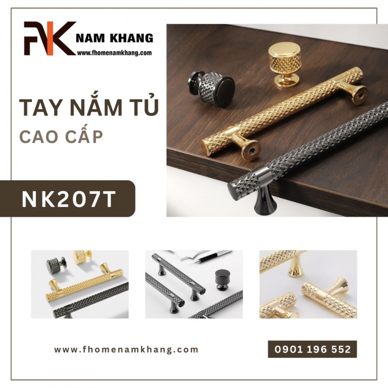 Tay nắm tủ cao cấp dạng thanh bóng NK207T | Zalo 0901 196 552