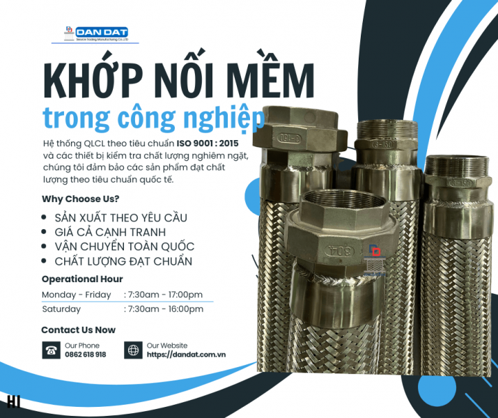 Khớp Nối Mềm Inox- Khớp nối mềm cho đường ống dẫn hơi, Khớp nối giảm rung inox 304