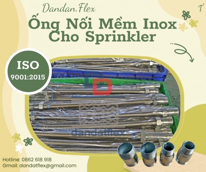 Ống mềm inox chữa cháy, ống nối mềm cứu hỏa, dây mềm kết nối đầu phun sprinkler