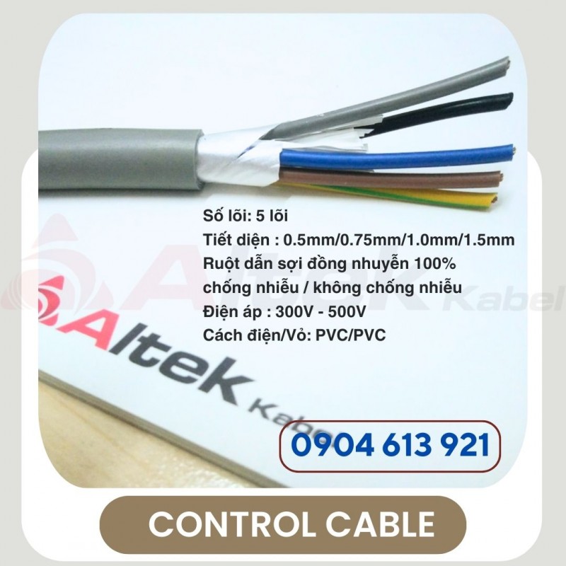 Cáp điện 5 lõi, cáp tín hiệu 5x0.75mm SH -17505 Altek Kabel 