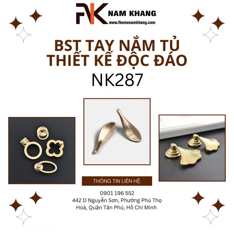 BST tay nắm tủ cao cấp thiết kế độc đáo NK287 | Zalo 0901 196 552